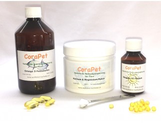 CoraPet Korallen Pulver + Vitamin D3 + Omega 3 Set
